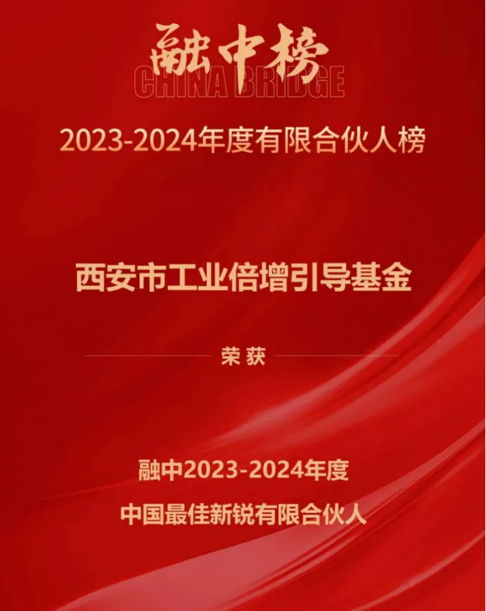 奋楫争先，载誉前行① || 西安市工业倍增引导基金上榜融中「中国最佳新锐有限合伙人」