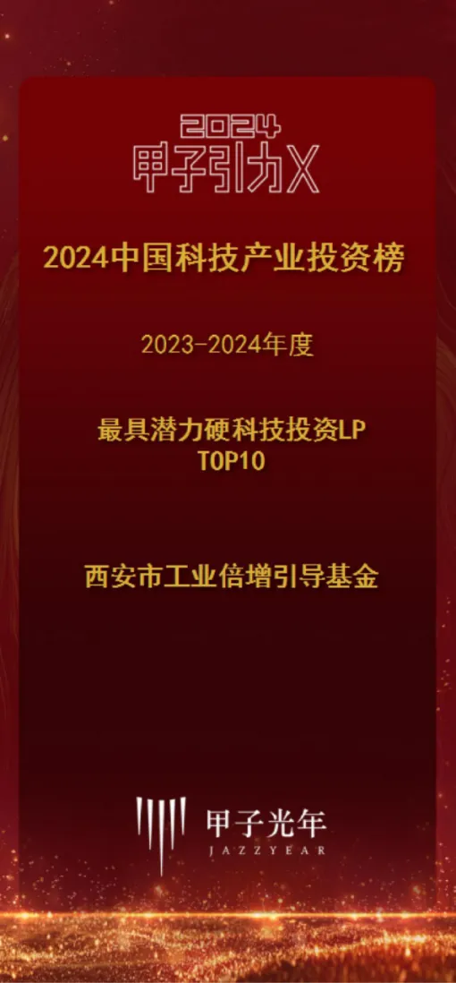 奋楫争先，载誉前行④ || 西安市工业倍增引导基金荣获2023-2024年度最具潜力硬科技投资LP TOP10